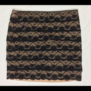 FOREVER 21 Nude Lining Black Lace Mini Skirt Sz L